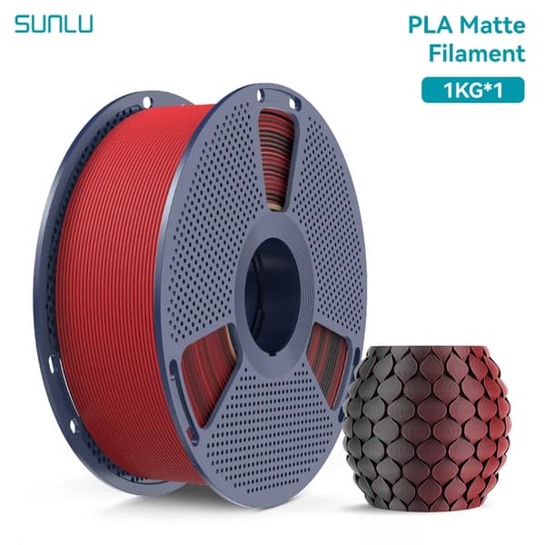 PLA Filament, Mat Finish, Høj Præcision 1.75mm,Sort Rød