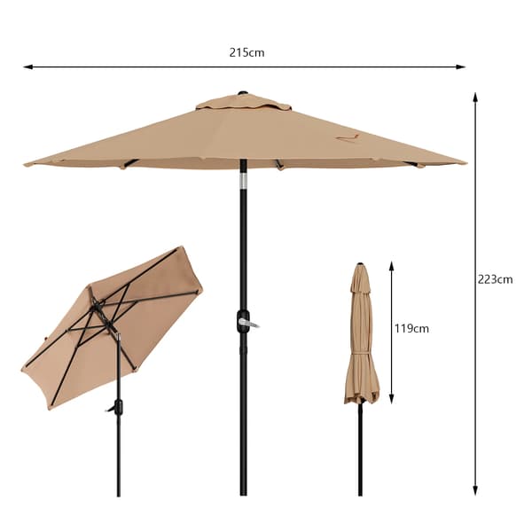 Terrasseparasol, Justerbar Tilt, UV Beskyttelse,215cm A