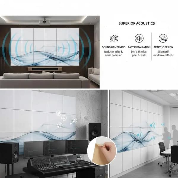 Akustikpanel, självhäftande, ljudisolering, armégrön