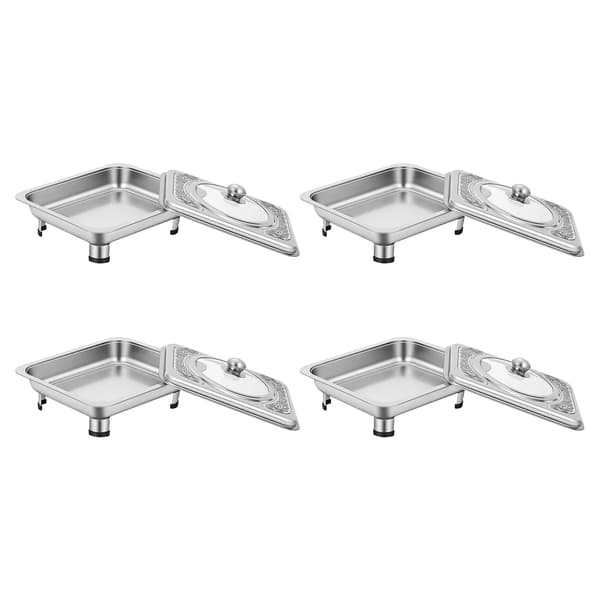Buffetserveringsset, rostfria plåtar, elegant glaslock,Silver