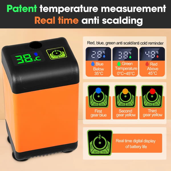 Bærbar Bruser, Genopladeligt Batteri, Realtidsdisplay,A