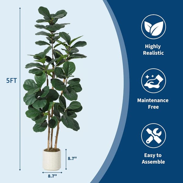 Tekokasvi Fiddle Leaf Fig, Helppo Puhdistaa, Sisustuselementti,150cm