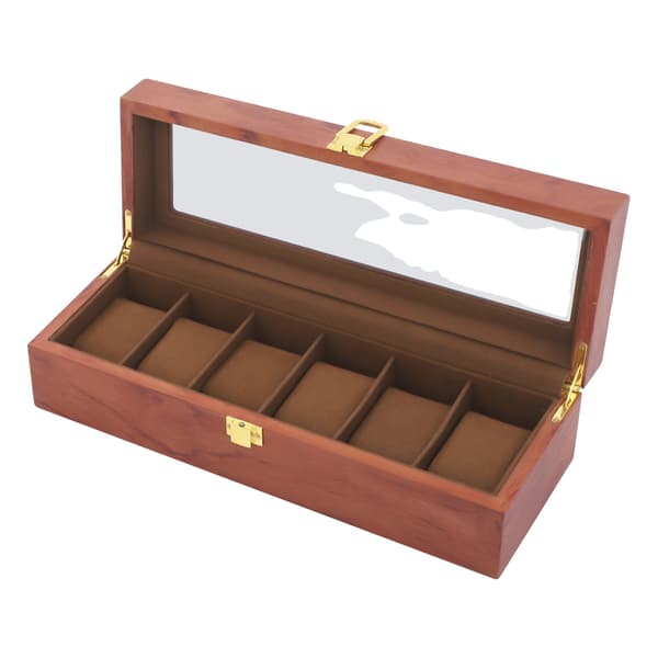 Urkasse, Elegant Display, Sikker Låsemekanisme,Brun, 6 slots