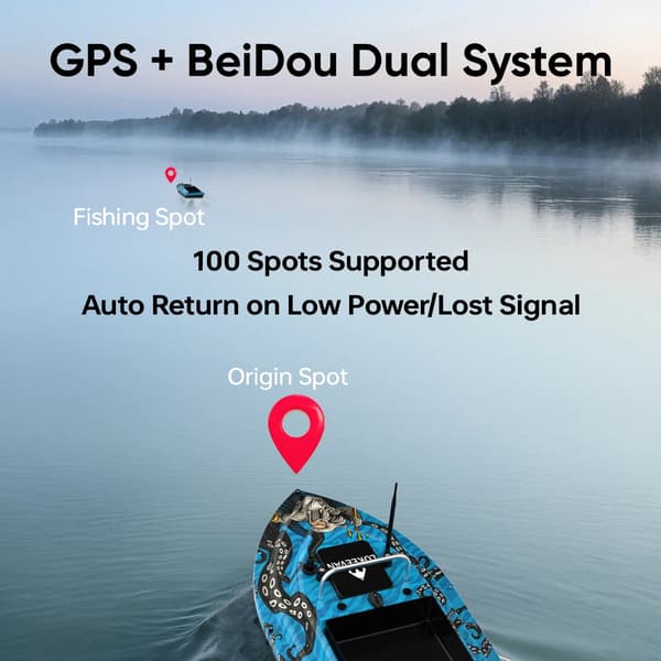 GPS Fiskebåd, Dobbelt Satellitsystem, Sonar Dybdeaflæsning,D32ED Blå