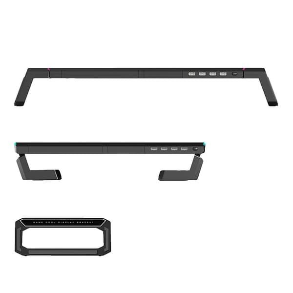 Computermonitorstand, Ergonomisk Design, USB Hub,Sort