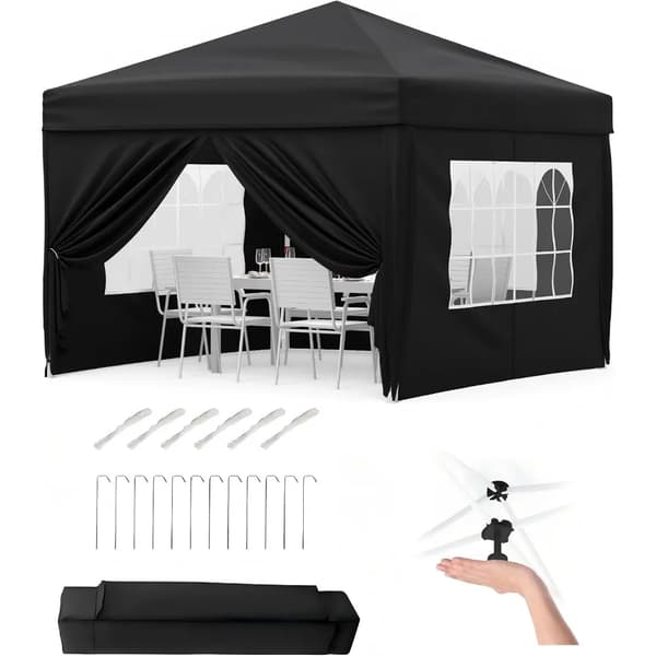 Gazebo, Vandtæt Kappe, Central Låsesystem,Sort