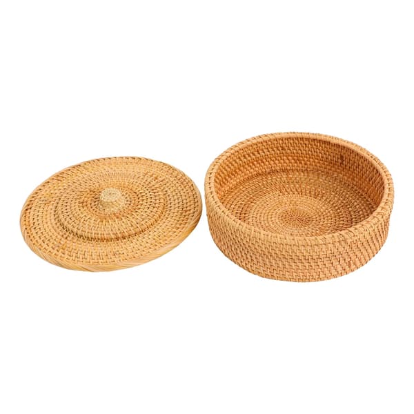 Förvaringskorg, Handvävd Design, Mångsidig Användning,Rattanfärg