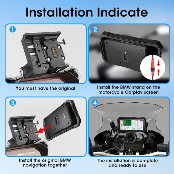 Motorcykel Navigationsdisplay, Vandtæt, Dual Bluetooth Forbindelse,6,25 tommer