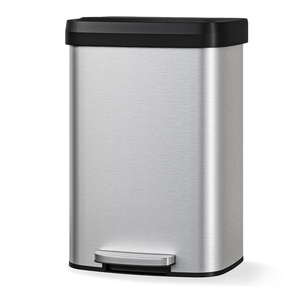 Affaldsspand, 13 Gallon Kapacitet, Træd-På Design,Sølv