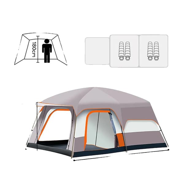 Campingtelt, Solbeskyttelse, Rummelig Design,S Khaki