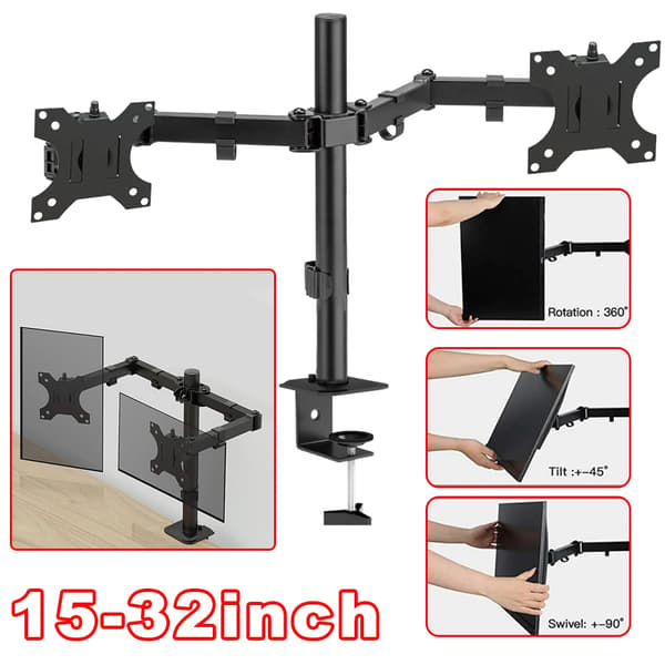 Monitorholder, Justerbar Arm, VESA Kompatibel,sort