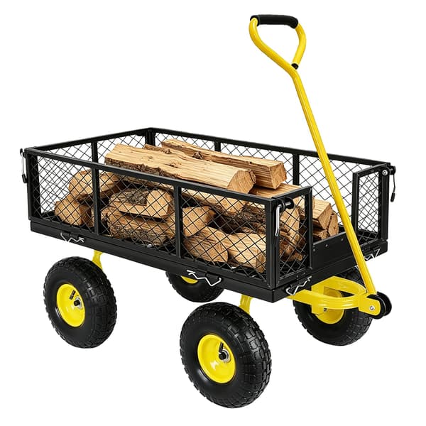 Havevogn, 2-i-1 Konvertibel Design, 10" All-Terrain Hjul,Gul Sort