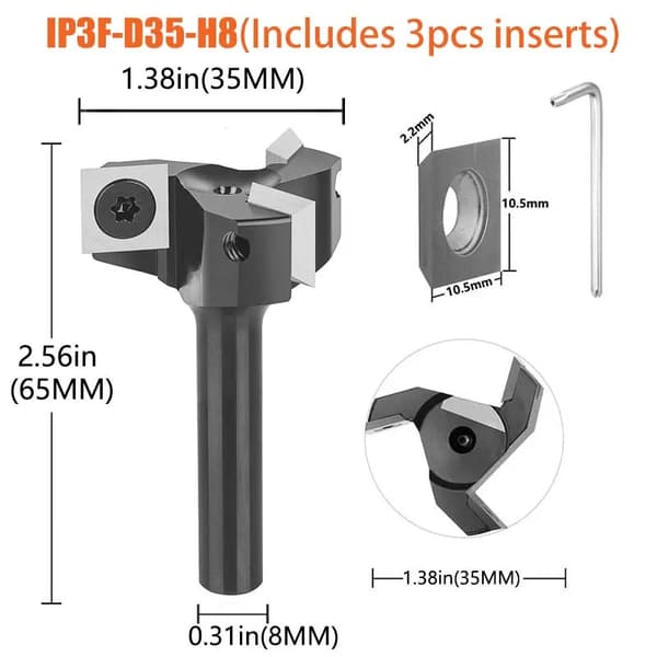 Ansigtfræser, Præcisionsskæring, Holdbart Materiale,IP3F-35-D8