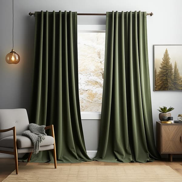 Gardiner, Termisk Isoleret, Moderne Stil,2 paneler-b, Mørk smaragd, 132X244cm