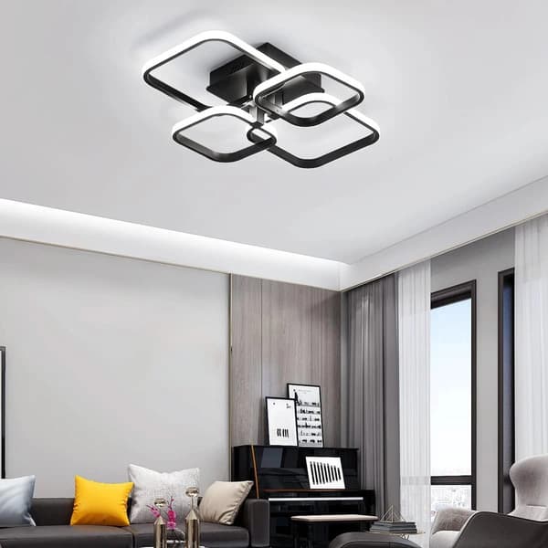 Loftlampe, 4-hoved design, integreret LED-belysning,Sort 6500K