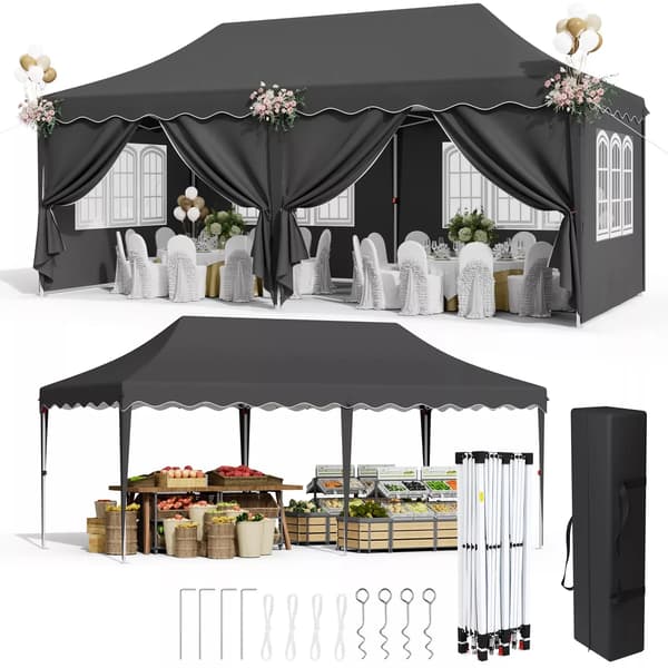 Gazebo, Vandtæt Design, UV Beskyttelse,Sort