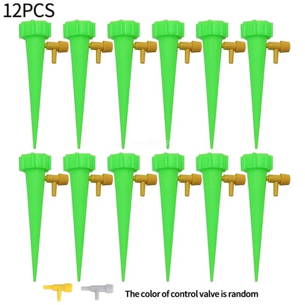 Droppbevattningssystem, Automatisk Vattning, Justerbar Flödeskontroll,12PCS-Grön