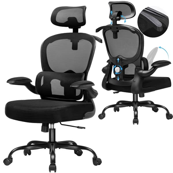 Kontorsstol, Ergonomisk Design, Justerbart Nackstöd, Svart