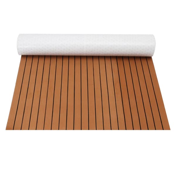 Dækplade, Faux Teak Design, Vandafvisende Materiale,Brun