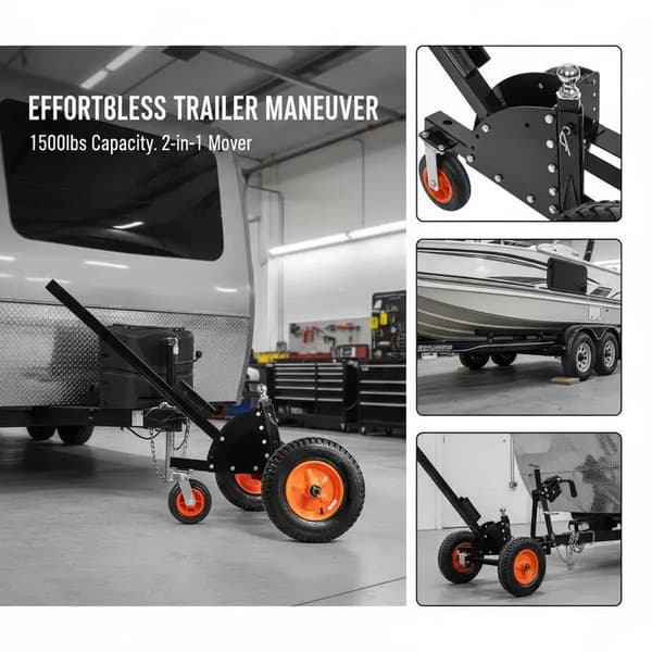 Trailer Dolly, Justerbar Höjd, Hög Kapacitet,svart