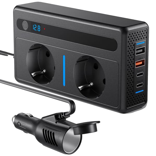 Strømomformer, 7-i-1 Multi-enhedsoplader, Smart spændingsdisplay,1pc