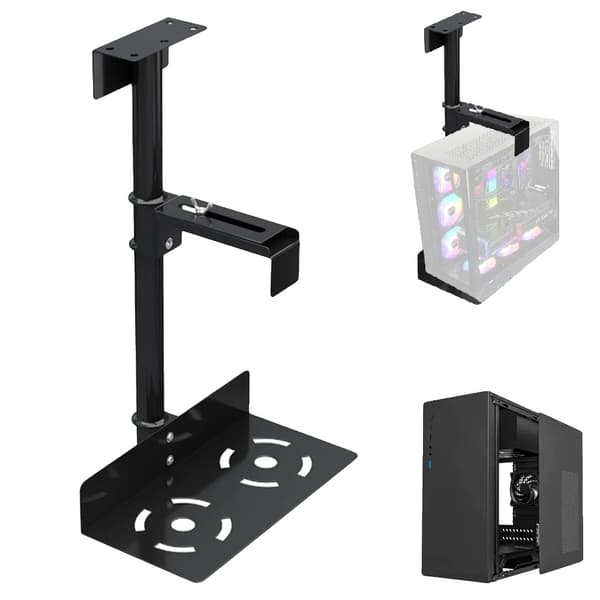 PC Mount, Justerbar Kulstofstål Holder, 360° Drejelig,Sort(pf)