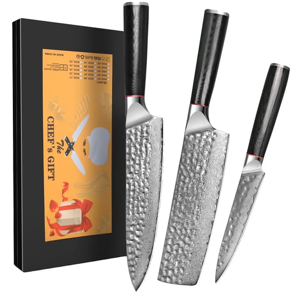 Köksknivset, Damaskusstål, Ergonomiskt Handtag,3PCS