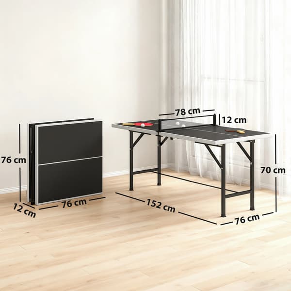Ping-Pong Bord, Kompakt Design, Let at Sætte Op,sort