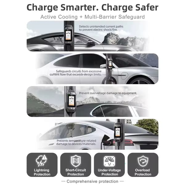 EV-lader, Smart Kontrol, Bærbart Design,Teknisk Grå
