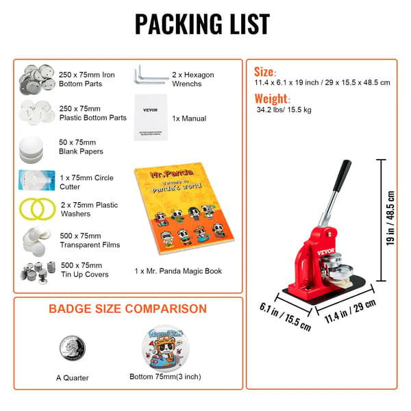 Märke Maker, Manuell Drift, Komplett Kit,75mm-500Pcs