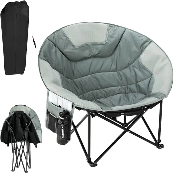 Campingstol, Sammenklappelig Design, Polstret Sæde,Grå 1 stk. stole