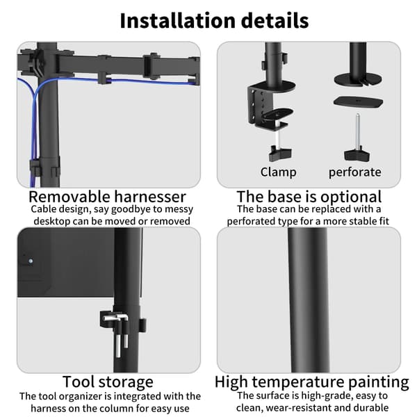 Monitorstand, Ergonomisk Design, Pladsbesparende Funktioner,sort