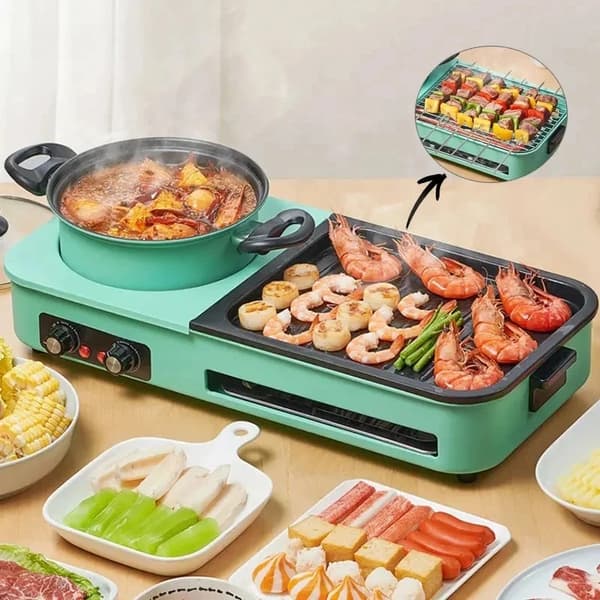 Elektrisk Multikokare, Non-Stick Design, Mångsidig Matlagning,Grön, EU