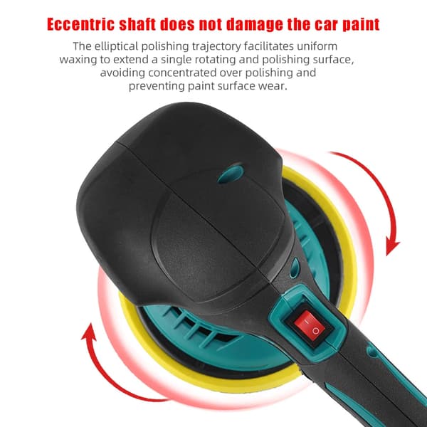 Trådlös Bilpolermaskin, 6 Hastighetsinställningar, Lättviktsdesign, Med 2 batterier