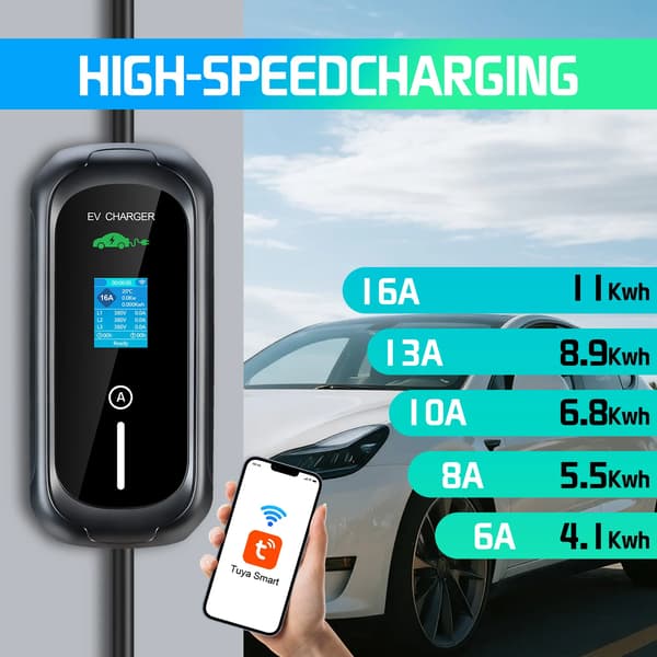 EV-laddare, 11KW laddning, Smart appkontroll,Typ2
