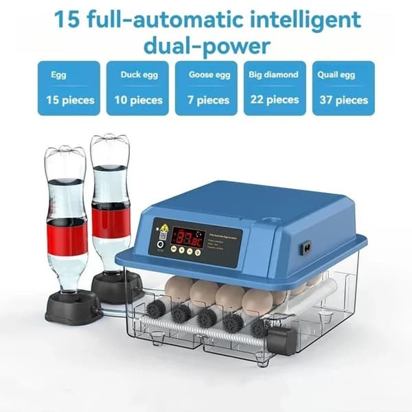 Ägginkubator, Automatisk Vridning, Temperaturkontroll,15 ägg
