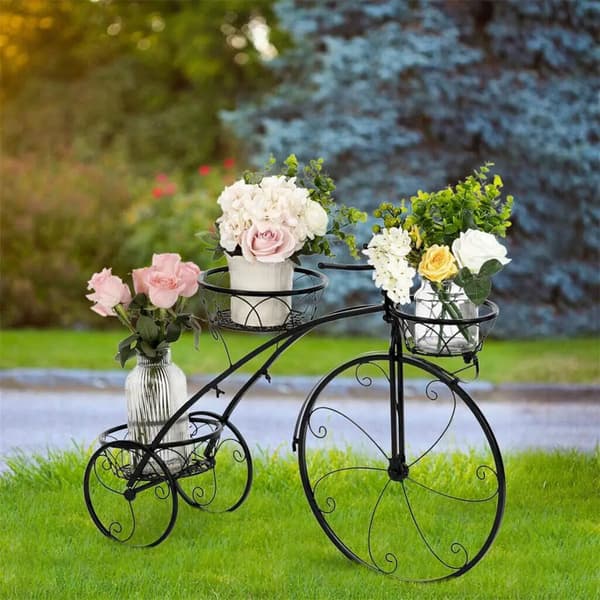 Blomsterställning, 3 nivåer, järnmaterial,svart