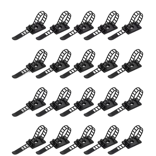 Klibbande Kabelband, Justerbar Design, Hållbar Plast,Svart-20Pcs