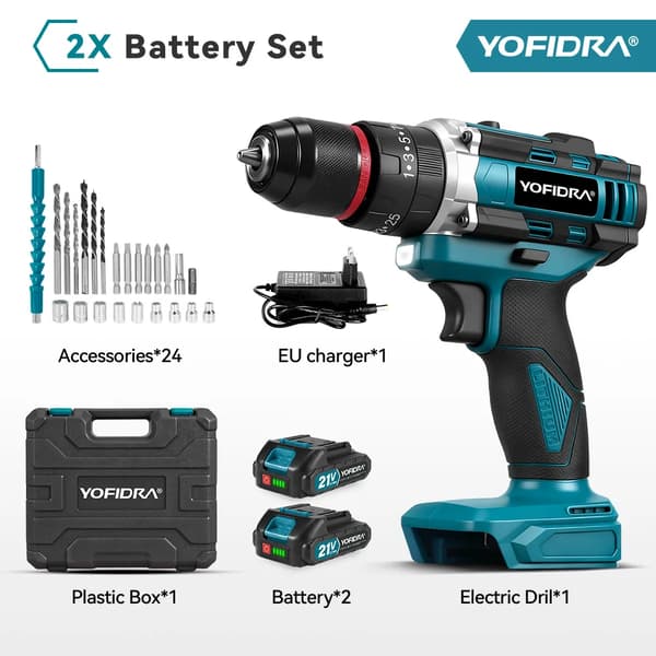 Slagbor, Trådløs, Multifunktion,2xBatteri Sæt