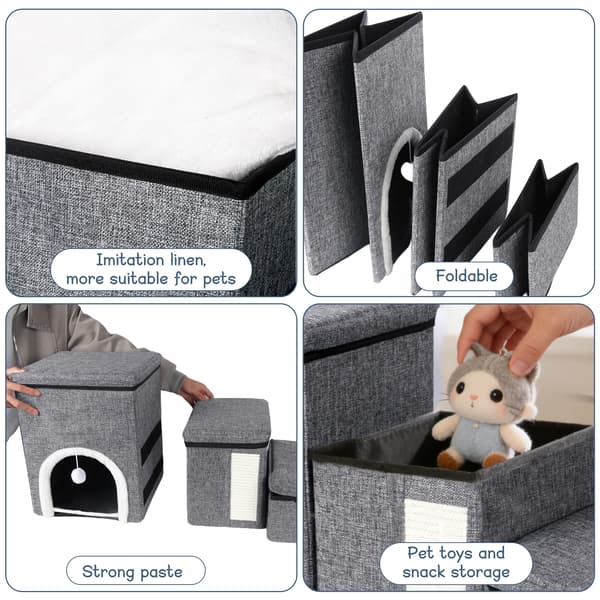 Kæledyrstrapper, Foldbart Design, Bredere Trin,GRÅ