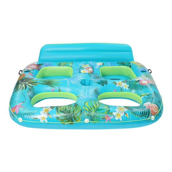 Oppustelig Pool Float, Dobbelt Person Kapacitet, Indbygget Køler,Blå