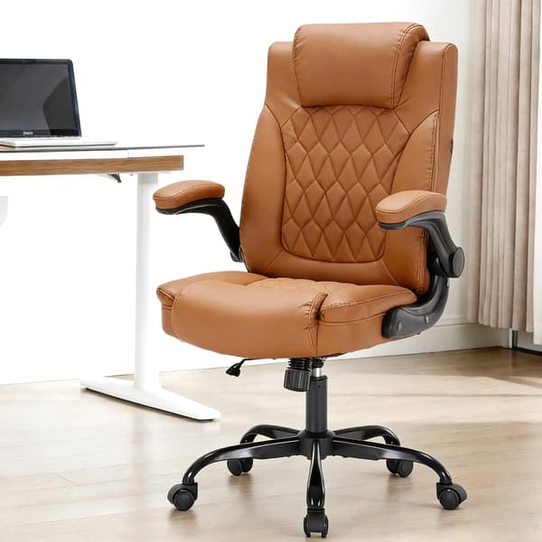 Kontorstol, Ergonomisk Design, Justerbare Armlæn,brun