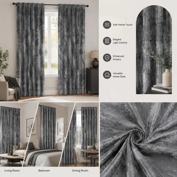 Gardin, Velourmateriale, Vandtæt Design,Gris