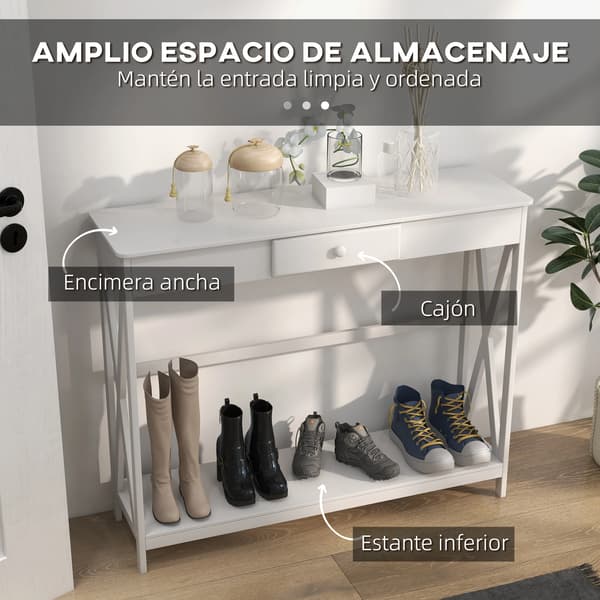 Konsolbord, Elegant Design, Effektiv Opbevaring,HVID
