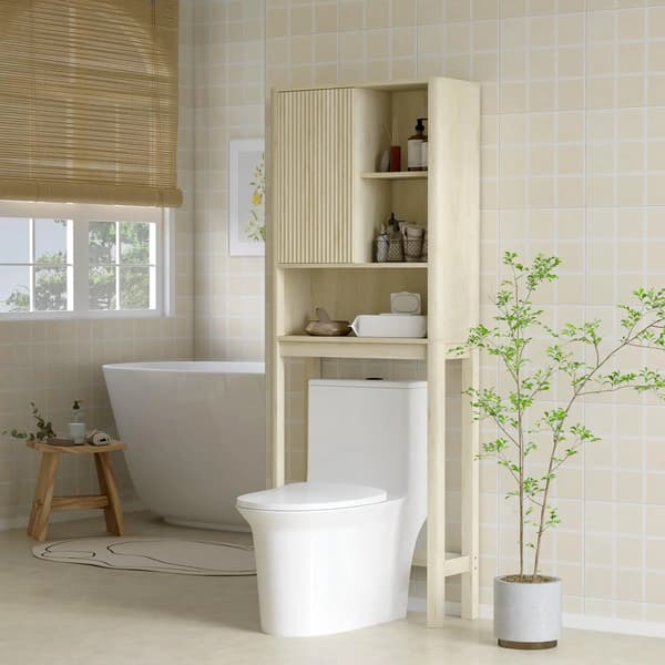 Toalettsskåp, Modern Stil, Justerbar Bricka,VIT