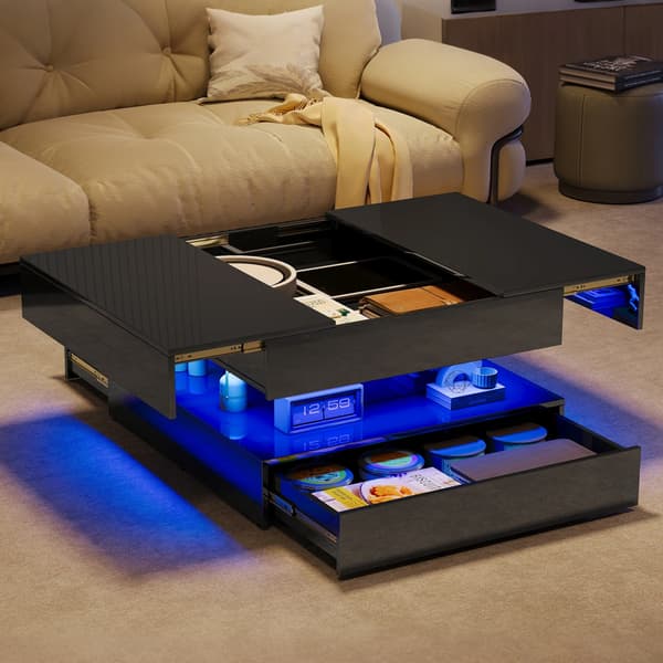 Kaffebord, Moderne Design, Praktiske Skuffer,Sort