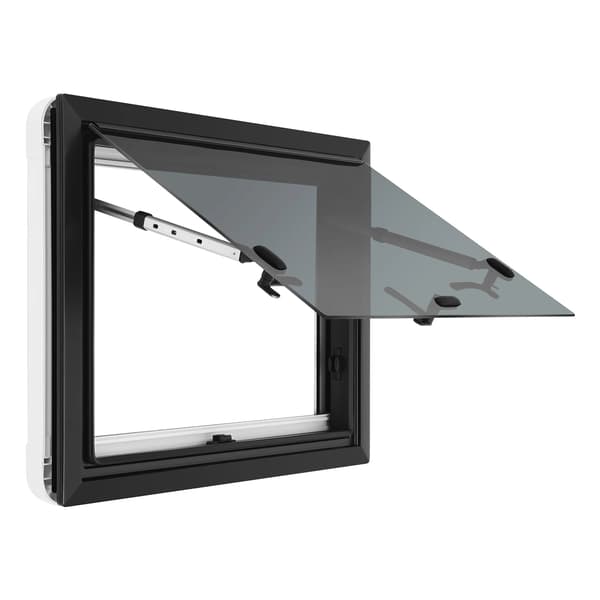 RV Push-Out Vindue, 65° Ventilation, Fluenet,sort
