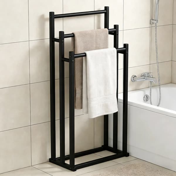 Håndklædeholder, Tre-niveau Design, Rustbestandig,sort