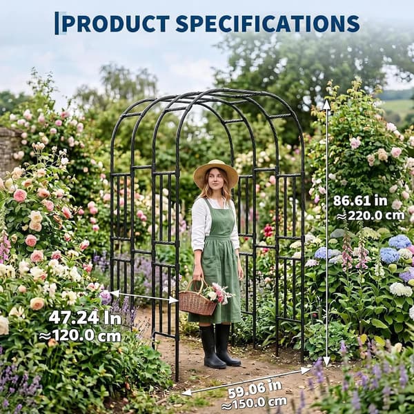 Havebue, Holdbar Polyethylen, Spalier System til Klatreplanter,sort