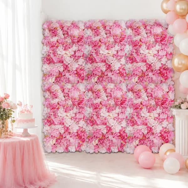 Konstgjord Blomväggspanel, Silkesmaterial, Väggmontering,rosa